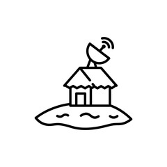 Remote Island with Hut and Satellite Dish on Roof for Travel and Exploration © Vector Alchemy 