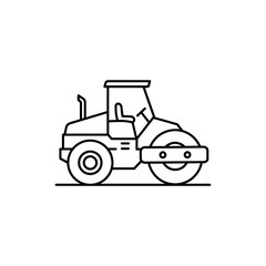 Road Roller Heavy Drum Flattening Ground Minimal Paving Vehicle Icon