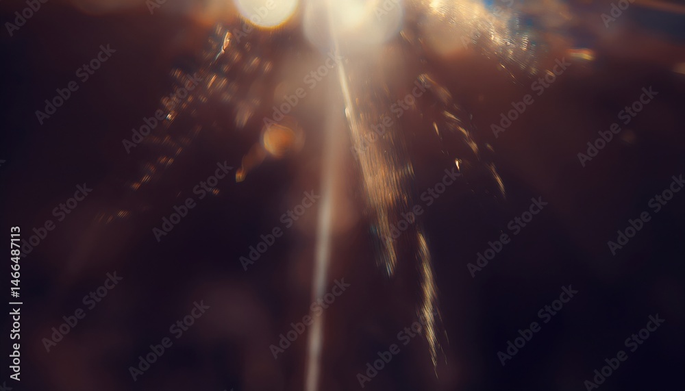Fototapete ethereal abstract light beam with golden bokeh and soft prism flares for modern web design or luxury branding background

