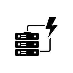 Server Rack Connected to Lightning Representing Power and Energy in IT Infrastructure