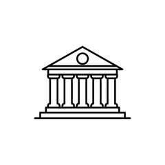 Simple University Building with Columns Icon Representing Higher Education