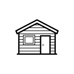 Site Office Small Cabin with Window Minimal Temporary Building Representation