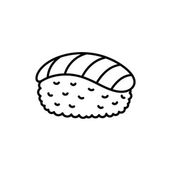 Single Piece of Nigiri with Salmon Laid on Rice Ball Representing Japanese Sushi