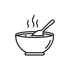 Soup Bowl with Spoon and Steam Lines Icon for Food and Dining