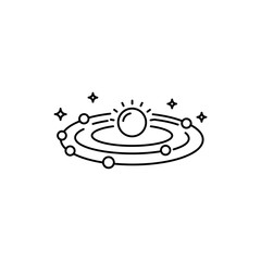 Fototapeta premium Solar System Diagram with Sun and Orbiting Planets Icon for Astronomy