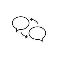 Speech Bubbles Joined by Dashed Curved Arrow Icon for Communication