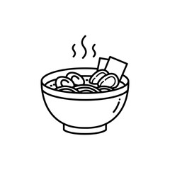 Steaming Bowl of Ramen with Sliced Pork and Nori Floating in Broth