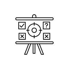 Target Board with Survey Icons on Corners - Business Goals and Customer Feedback