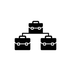 Two Briefcases Building Chart Bridge Representing Business Strategy and Growth