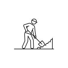 Worker Holding Shovel Digging Ground