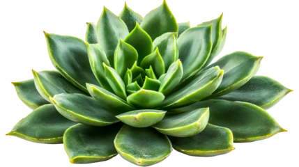 Succulent plant with geometric leaf rosette, overhead view, cut out transparent