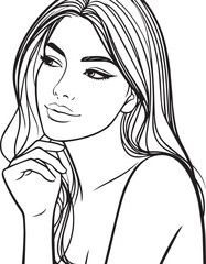 Elegant Black & White Beautiful Girls Vector Illustrations