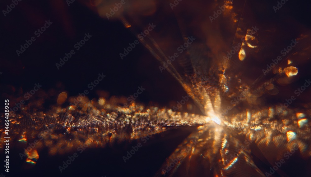 Aufkleber glowing prism bokeh explosion with golden reflections and abstract light burst for web design, brand