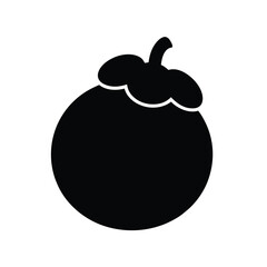 mangosteen vector silhouette icon, black and white illustration of fruits.