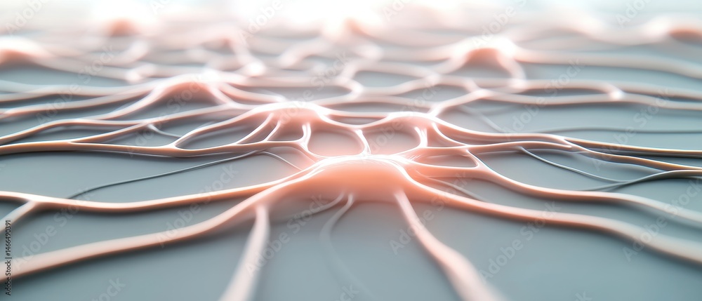 Poster abstract network concept. connection structure with glowing nodes. neural network background. interc