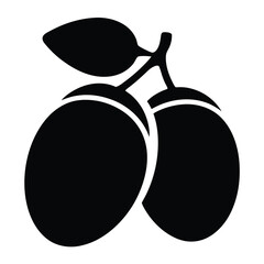 marula vector silhouette icon, black and white illustration of fruits.