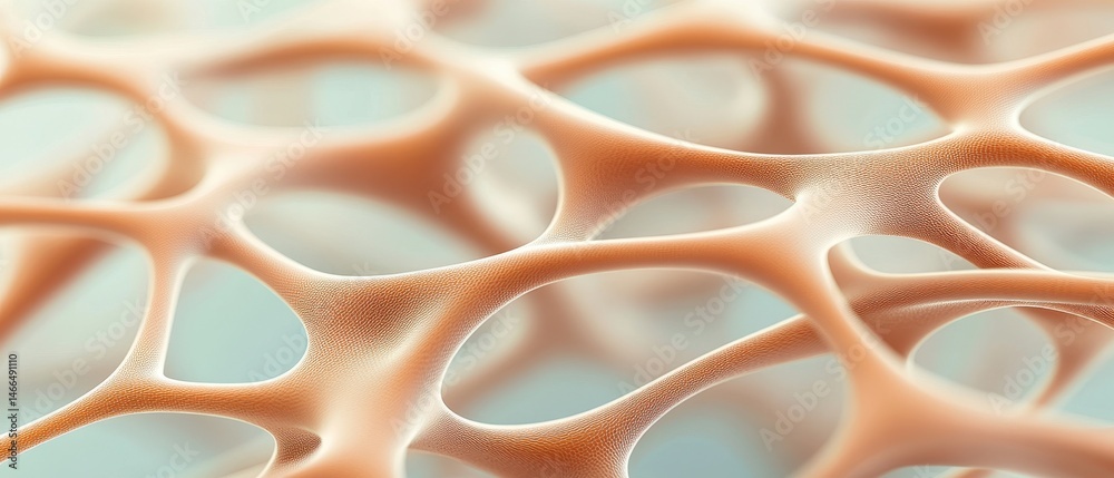 Poster interconnected network structure resembling neural networks with soft orange color against light bac