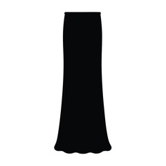 maxi skirt vector silhouette icon, black and white illustration of clothing.
