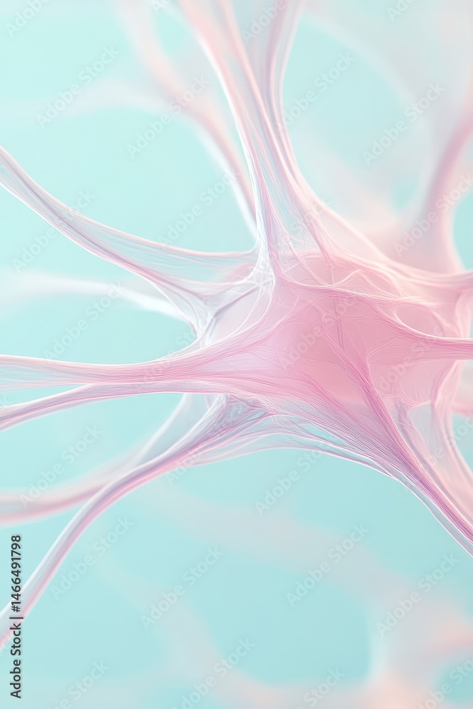 Poster abstract pink web structure with flowing curves on light blue. network concept for neural networks, 