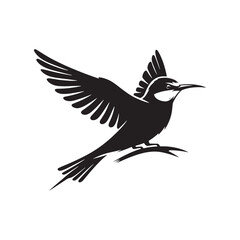 Vibrant European Bee-Eater Bird Vector Silhouette – Graceful Flight, Striking Plumage, and Insect-Hunting Precision Captured in Minimalist Art - 
Illustration of European Bee-Eater Bird.
