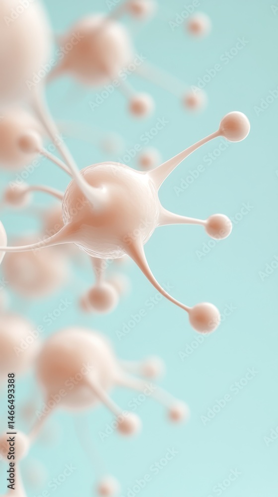 Poster abstract arrangement of neural networks connection nodes on light blue background. interconnected sy