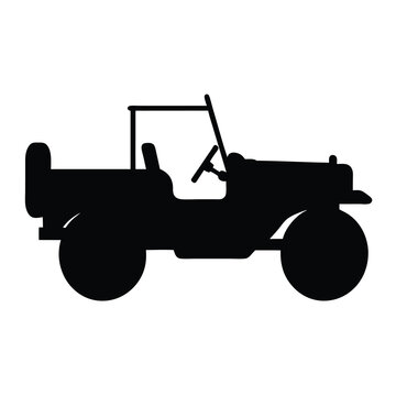 military jeep , black and white illustration of vehicles.