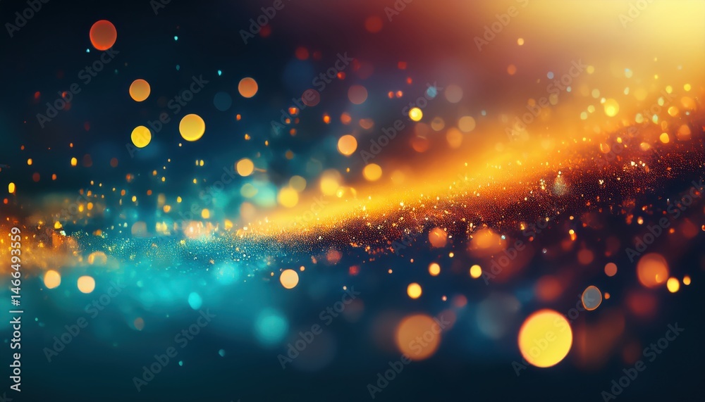 Aufkleber vibrant bokeh sparkle gradient with warm golden and cool teal lights for abstract background, web de