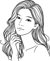 Elegant Black & White Beautiful Girls Vector Illustrations