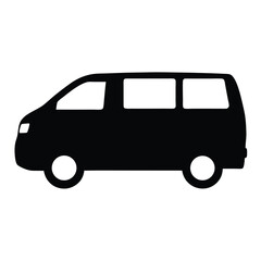 minivan , black and white illustration of vehicles.