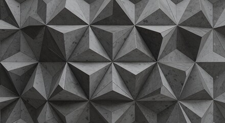 Abstract Geometric Concrete Texture: A 3D Pattern of Interlocking Grey Triangles