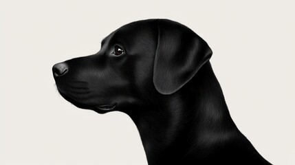 Pixelated side view of Labrador dog in black and white, retro digital art style