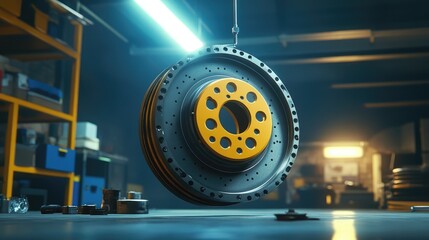 High-end brake systems and calipers displayed under workshop lights