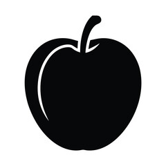 nectarine vector silhouette icon, black and white illustration of fruits.