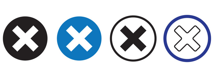 Obraz premium Cross mark icon Simple outline vector logo