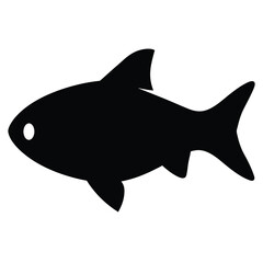 neon tetra fish vector silhouette icon, black and white illustration of fish.