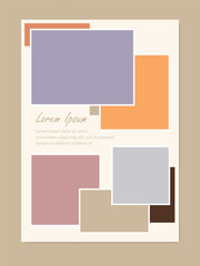 Mood board template. Photo collage layout design. Minimalist mood board mockup. Vector illustration