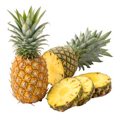 pineapples isolated on white or transparent png 