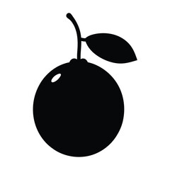 orange vector silhouette icon, black and white illustration of fruits.
