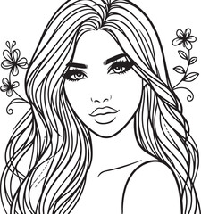 Elegant Black & White Beautiful Girls Vector Illustrations