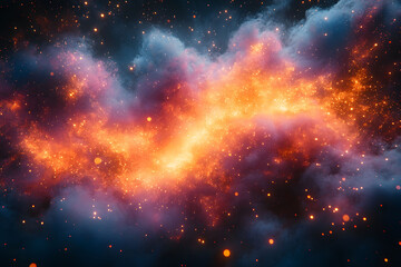 Cosmic Nebula Glow and Galactic Dust with Vibrant Orange and Purple Hues