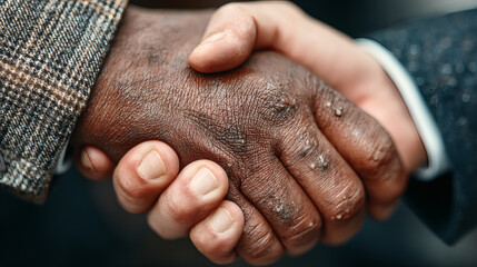 Fototapeta premium Collaborative concept executive handshake as a sign of partnership in corporate settings