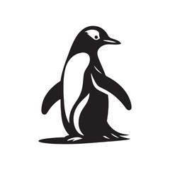 Obraz premium Gentoo Penguin Vector Silhouette, Elegant Wildlife Illustration, Minimalist Animal Design, Black and White Penguin Outline, Nature Art.
