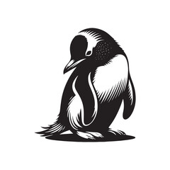 Fototapeta premium Gentoo Penguin Vector Silhouette, Elegant Wildlife Illustration, Minimalist Animal Design, Black and White Penguin Outline, Nature Art.