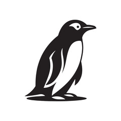 Naklejka premium Gentoo Penguin Vector Silhouette, Elegant Wildlife Illustration, Minimalist Animal Design, Black and White Penguin Outline, Nature Art.