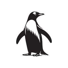 Gentoo Penguin Vector Silhouette, Elegant Wildlife Illustration, Minimalist Animal Design, Black and White Penguin Outline, Nature Art.
