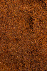 ground coffee for quick preparation of a drink, roasted ground coffee in large quantities, close up