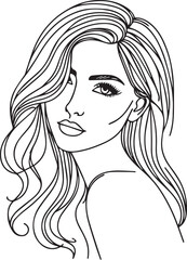Elegant Black & White Beautiful Girls Vector Illustrations