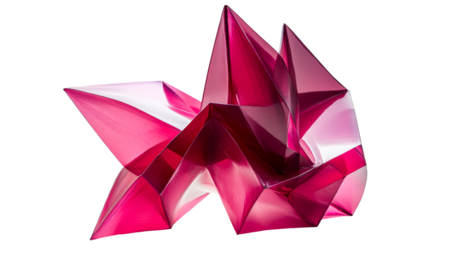Folded shiny structure, pink and white form isolated, cut out transparent - Powered by Adobe
