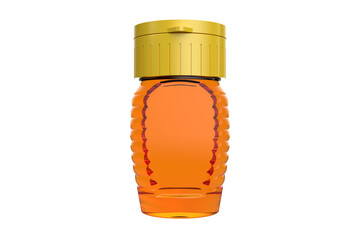 Clear Plastic Honey Bottle with Yellow Flip-Top Cap, Closed Ruffled Design Honey Container with...