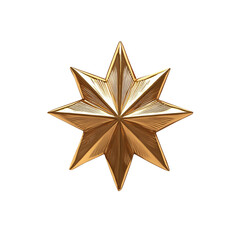 Golden star ornament with sharp points and reflective surface, symbolizing achievement and excellence. This decorative piece adds touch of elegance and sophistication to any setting